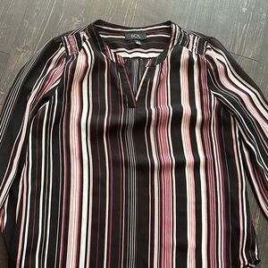 BCX Women's Black and Pink Striped Blouse